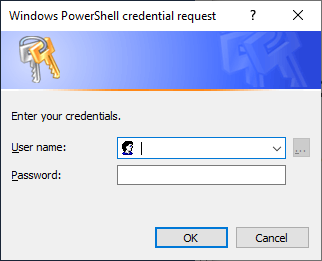 پنجره Windows PowerShell credential request