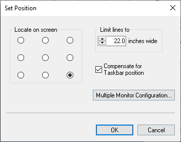 پنجره Set Position در BgInfo