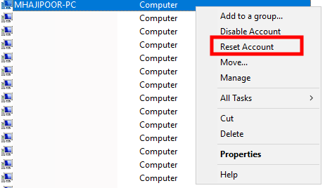 ریست کردن کامپیوتر اکانت