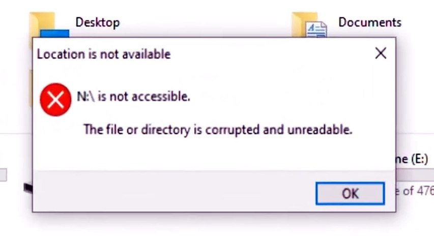 Location is not available
N:\ is not accessible.
The file or directory is corrupted and unreadable.